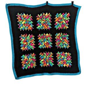 Vintage Granny Squares Knit Neon Kids/ Lap Blanket